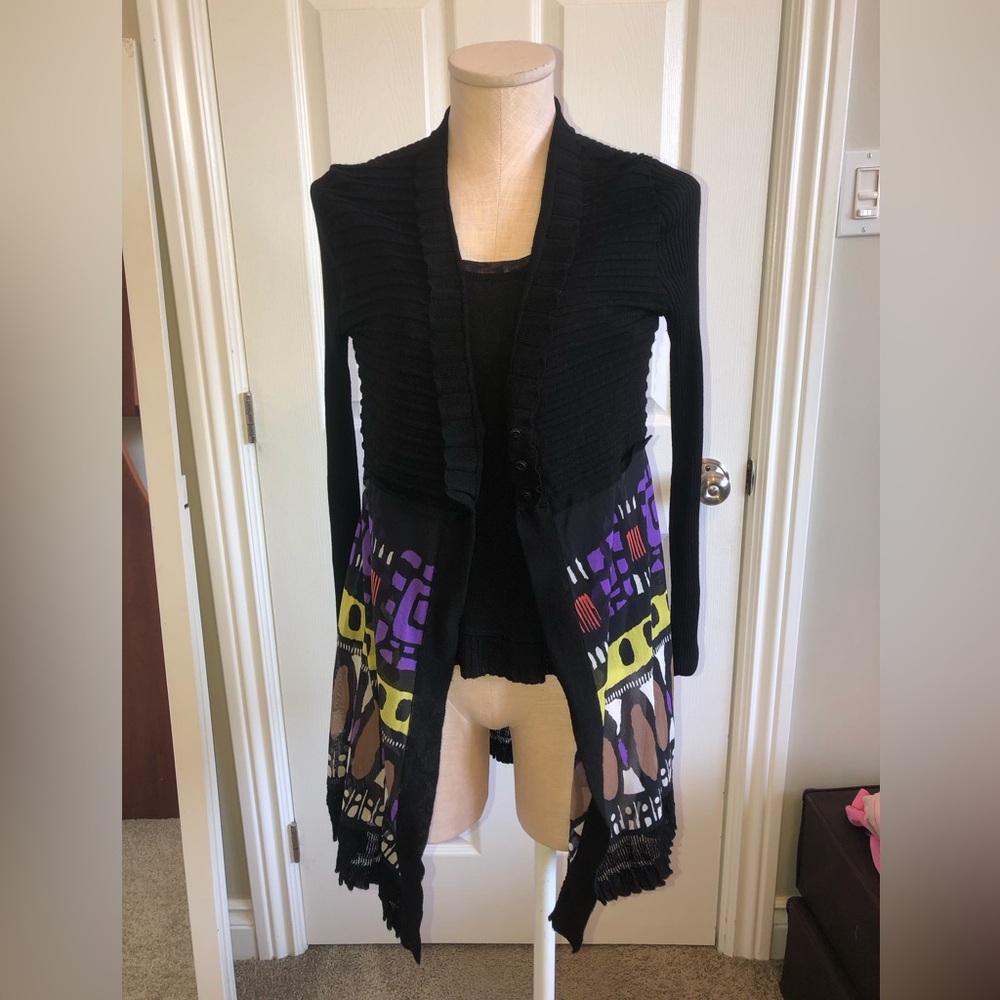 Didier Parakian Black Multicolor Cardigan and sleeveless tank top - 2 pieces